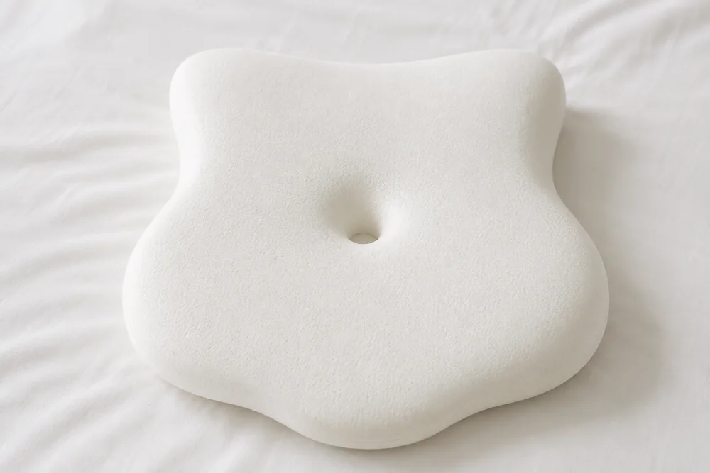 El núcleo de espuma desnudo, sin funda: la silueta de mariposa se ve directamente en la materia
