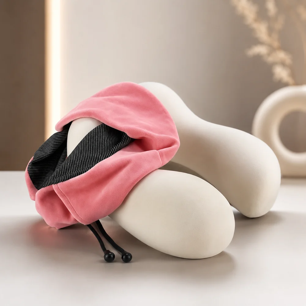 La funda rosa retirada, dejando ver el núcleo de espuma viscoelástica