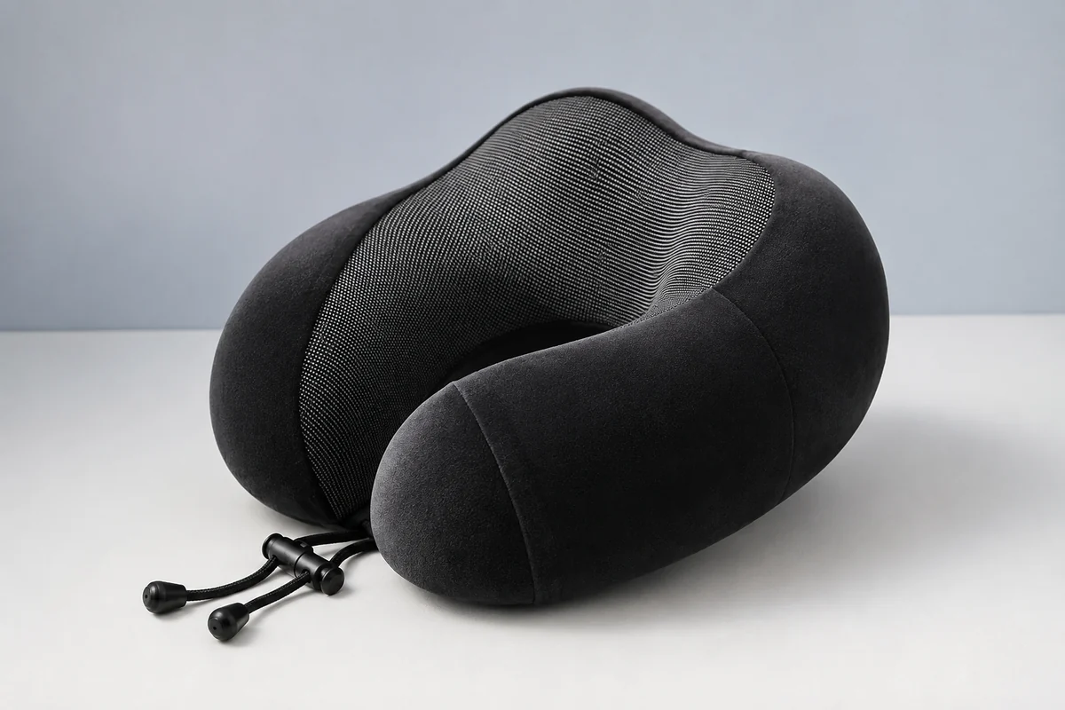 Almohada de viaje en U con su bolsa de transporte